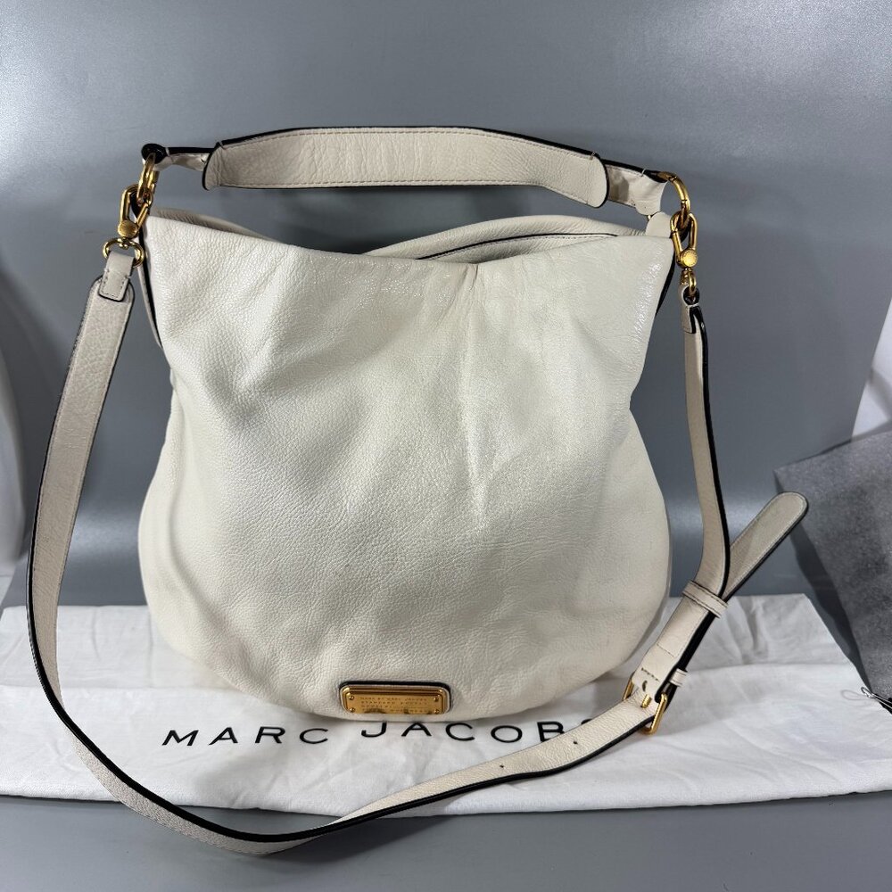 Marc by Marc Jacobs Large Q Hillier Ivory Leather Hobo Shoulder Bag